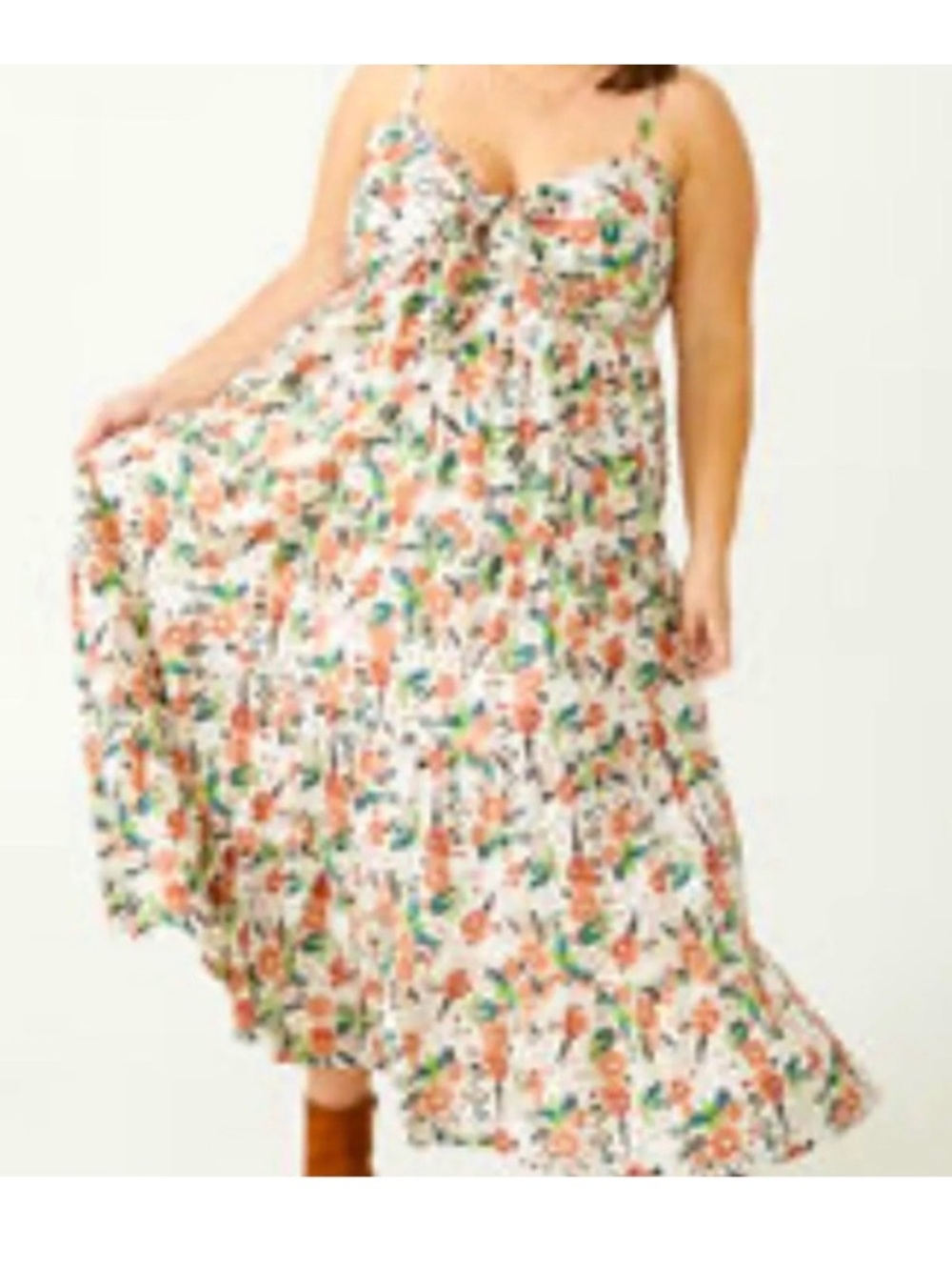 Arula Front Twist Tiered Floral Maxi Dress Sz A 16-18 Cottagecore Prairie Casual